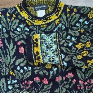 Vintage Floral Knit Wool Blend Sweater